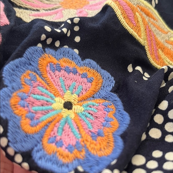 THML Blue Blouse with Colorful Embroidery New with tag Sizes Medium - Picture 5 of 12